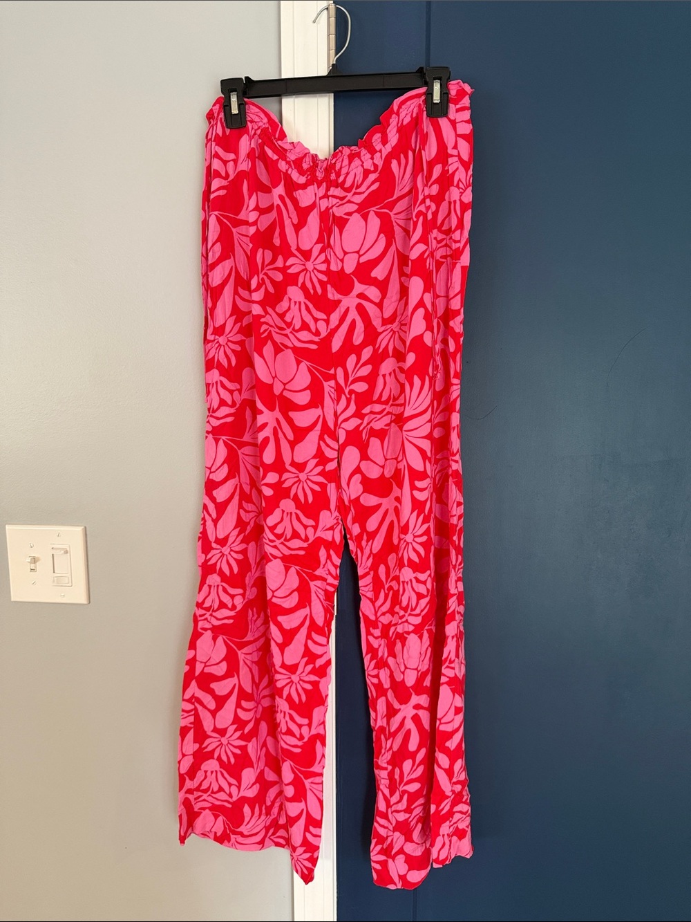 Shade & Shore Pink and Red Floral Wide-Leg Pants